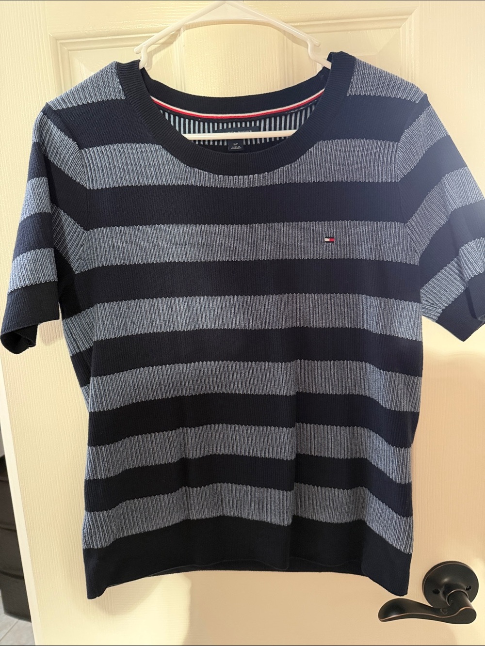Tommy Hilfiger Navy & Light Blue Horizontal Stripe Knit Tee